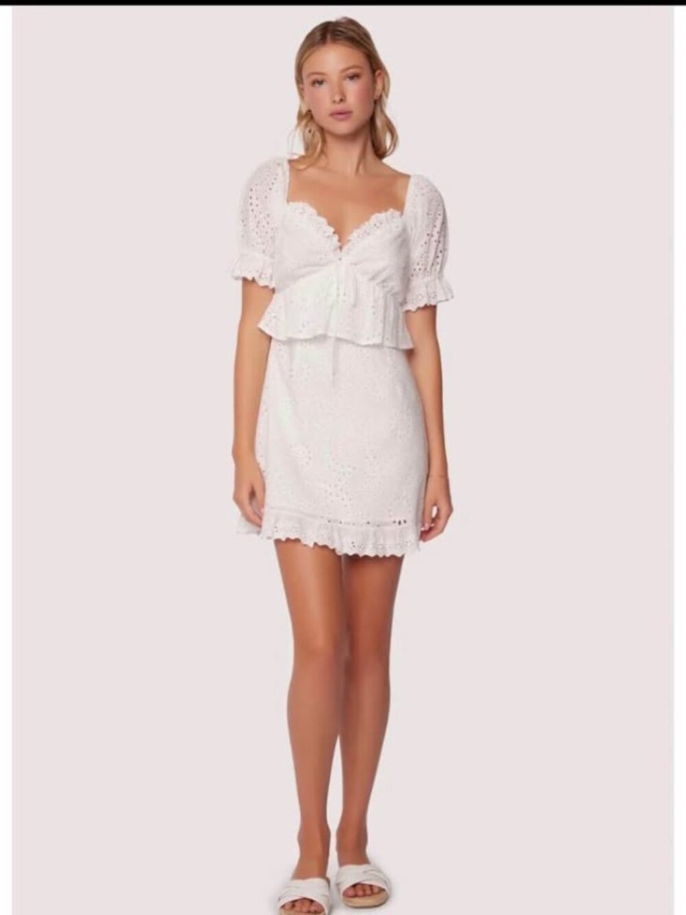 Lost + Wander Eyelet/Lace Mini Dress